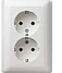Gira SCHUKO-Doppelsteckdose Steckklemmen System 55 reinweiss gl&auml;nzend 078803