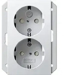 GIRA SCHUKO-Steckdose System 55 2-fach, f&uuml;r 1,5-fache UP-Dose reinwei&szlig; seidenmatt