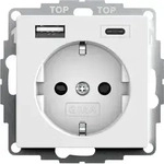 Gira Steckdose System 55 245903, Unterputz, 1-fach, reinwei&szlig; gl&auml;nzend, mit USB-A