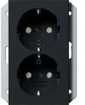 Gira SCHUKO-Steckdose 2-fach SH System 55 schwarz matt f&uuml;r UP-Dose 2731005