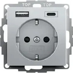 Gira SCHUKO-Steckdose USB-Spannungsvers. 2-fach System 55 Aluminium 245926