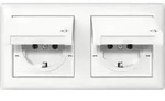 Gira SCHUKO-Steckdose KD+Set 2-fach Standard 55 Reinwei&szlig; IP44+Rahmen 415803