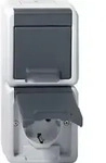 Gira Schuko-Steckdose 2-fach WG-AP grau IP44 senkrecht 478030