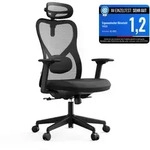 Ergonomischer B&uuml;rostuhl mit 2D-Lordosenst&uuml;tze und 4D-Armlehnen, Schwarz -...