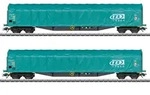 G&uuml;terwagenset Schiebeplanenwagen SNCB 2x