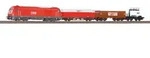 Startset Diesellok Herkules und 3 G&uuml;terwagen &Ouml;BB mit Bettungsgleis