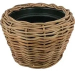 Korb Rattan D57H43cm Pflanzk&uuml;bel mit Einsatz - grau
