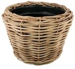 Korb Rattan D68H52cm Pflanzk&uuml;bel mit Einsatz - grau