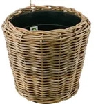 Korb Rattan D42H44cm Terassenk&uuml;bel mit Einsatz - grau