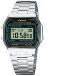 Casio A164WA-1VES - Silber / 36 mm / Bicolor(Schwarz)