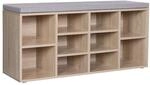 VASAGLE Gepolsterte Schuhbank Naturfarben-Grau LHS10NL