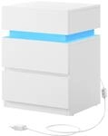 VASAGLE Nachttisch mit LED-Beleuchtung, Beistelltisch, einstellbare Farben