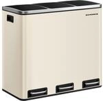 SONGMICS M&uuml;lltrennsystem 3 F&auml;cher 3 x 18 L mit Deckel sandbeige B34LTB054A02