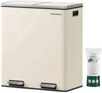 SONGMICS M&uuml;lleimer 2 x 30 Liter mit Deckel und Inneneimer cremewei&szlig;...