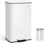 SONGMICS M&uuml;lleimer K&uuml;che 40 Liter Tretm&uuml;lleimer wei&szlig; LTB540W4002