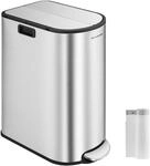 SONGMICS M&uuml;lltrennsystem mit 2 F&auml;chern metallisches Silber LTB570E50
