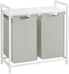VASAGLE W&auml;schekorb 2 x 46 L mit 1 Ablage wei&szlig; BLH201W01