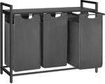 VASAGLE W&auml;schekorb 3 x 38 L mit 1 Ablage schwarz-grau B34BLH301G01