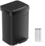 SONGMICS M&uuml;lleimer K&uuml;che 50 Liter aus Metall mit Deckel schwarz LTB530B5002