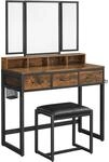 VASAGLE Frisiertisch mit 3-teiligem Klappspiegel RVT004B01