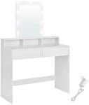 VASAGLE Schminktisch mit LED-Beleuchtung modern wei&szlig; RDT164W01