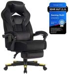 SONGMICS Gaming-Stuhl mit Fu&szlig;st&uuml;tze und verstellbarem Kopfkissen tintenschwarz