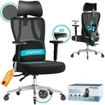 SONGMICS Ergonomischer B&uuml;rostuhl mit verstellbarer Unterst&uuml;tzung tintenschwarz