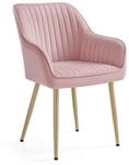 SONGMICS Esszimmerstuhl mit Armlehnen pastellrosa-blassgold LDC087R01