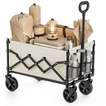 SONGMICS Kleiner Handwagen faltbar mit 4 verst&auml;rkten Rollen und Griff Sandbeige