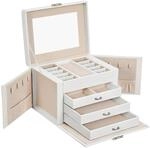 SONGMICS Schmuckbox mit 4 Ebenen Wei&szlig; JBC159W01