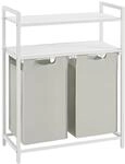 VASAGLE W&auml;schekorb 2 x 46 L mit 2 Ablagen wei&szlig; B34BLH211W01