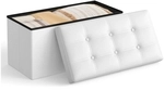SONGMICS Sitztruhe 76 cm Kunstleder Wei&szlig; LSF106