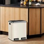 SONGMICS M&uuml;lleimer 2 x 15 Liter, M&uuml;lltrennsystem 2 F&auml;cher, inklusive 15