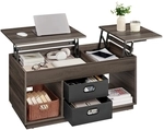 VASAGLE Couchtisch mit 2 Schubladen und F&auml;chern aschbraun B34LCT210K02