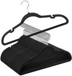 SONGMICS Kleiderb&uuml;gel Samt 50er Set platzsparend schwarz CRF029B05