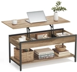 VASAGLE Couchtisch h&ouml;henverstellbar 50 &times; 100 cm mit Fach...