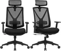 SONGMICS B&uuml;rostuhl mit Fu&szlig;st&uuml;tze, 2er Set, Ergonomischer Schreibtischstuhl mit