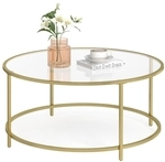 VASAGLE Runder Couchtisch mit Glasoberfl&auml;che LGT21G