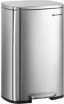 SONGMICS Treteimer aus Stahl mit Pedal Silbern LTB050E01