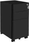 SONGMICS B&uuml;roschrank mit Rollen und Schloss schwarz OFC030B01
