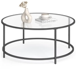 VASAGLE Runder Couchtisch mit schwarzem Metallgestell LGT021B01