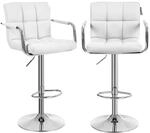 SONGMICS Barst&uuml;hle mit Armlehne 2 Stk Wei&szlig; LJB93W