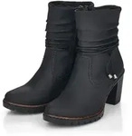 Rieker Damen Stiefeletten Slipper Absatzschuh Modeschuh tiefschwarz 39
