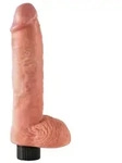 KING COCK - Vibrierender Dildo mit Hoden, 25,5 cm, Natur