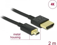 Delock 84783, Delock Slim Premium - HDMI mit Ethernetkabel - mikro HDMI (M)