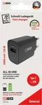 2GO 797273, 2GO Ladeger&auml;t 20W 2-Port 1x USB-A u. 1x USB-C schwarz