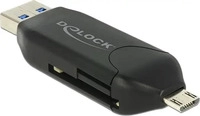 Delock 91734, Delock Micro USB OTG Card Reader + USB 3.0 A male - Kartenleser (MS,