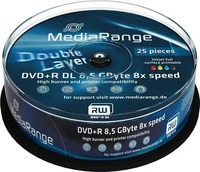 MEDIARANGE MR474, MEDIARANGE 25 x DVD+R DL - 8.5 GB (240 Min.) 8x