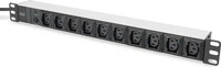 DIGITUS DN-95404, DIGITUS | Steckerleiste 10fach &Uuml;-Schutz Alu 2m Zuleitung IEC
