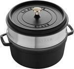 Staub La Cocotte Cocotte mit D&auml;mpfeinsatz 26 cm, rund, Schwarz, Gusseisen